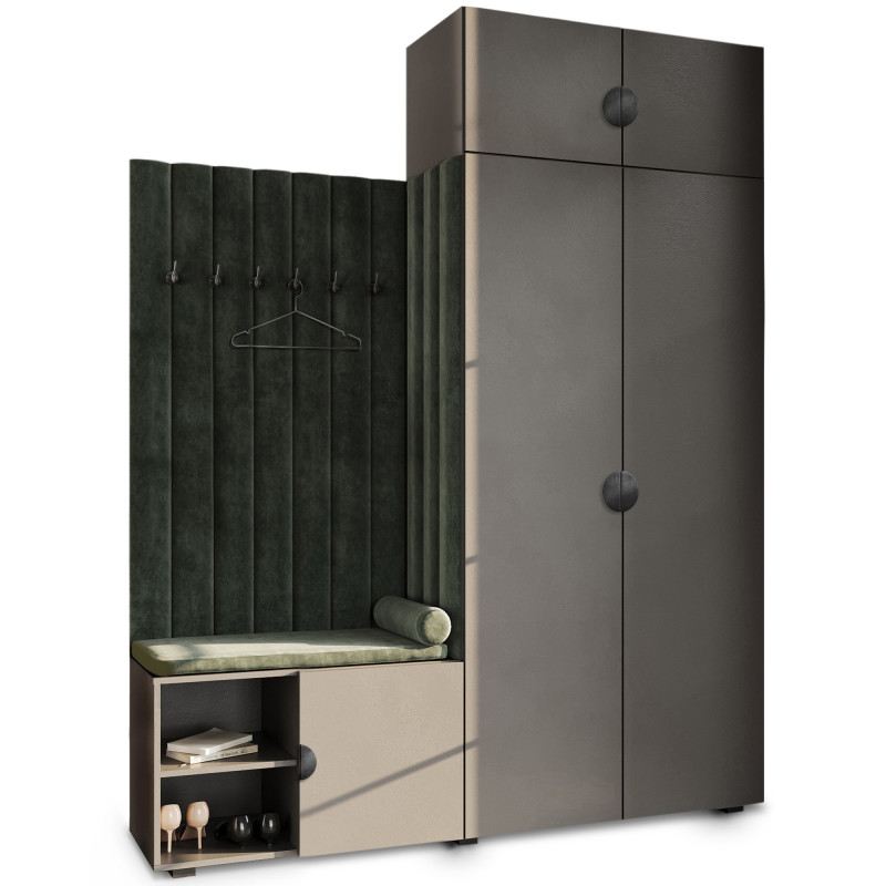 Garderoba Aria wersja 3 Szary z nadstawką uchwyt półokrągły