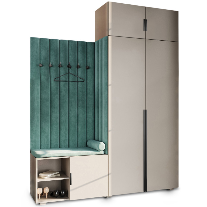 Garderoba Aria wersja 3 kaszmir z nadstawką uchwyt Hexa