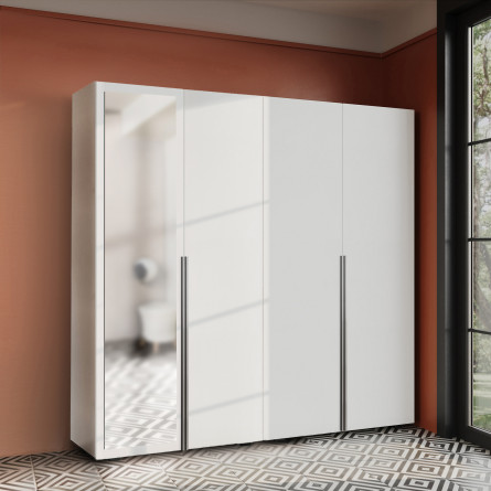 Szafa Garderoba uchylna podwójna Aria 180 biała hexa czarna