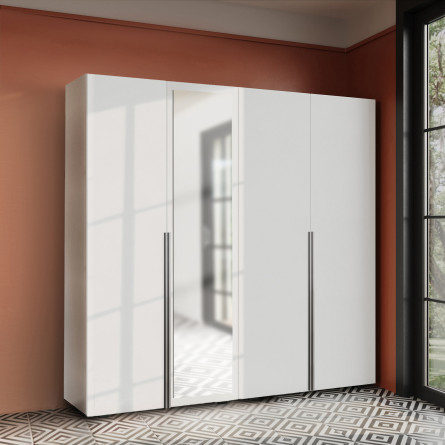 Szafa Garderoba uchylna podwójna Aria 180 biała hexa czarna