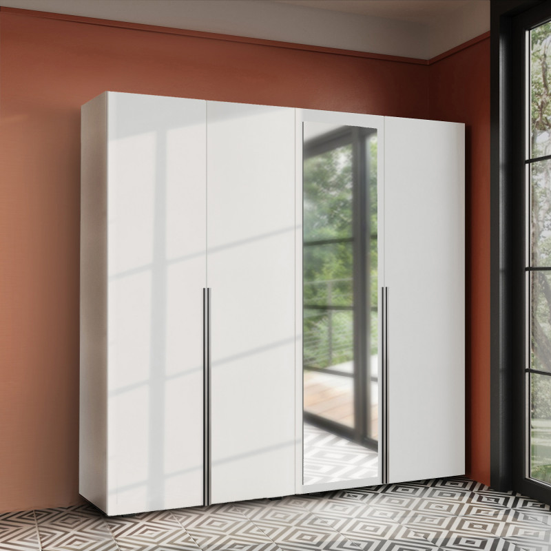 Szafa Garderoba uchylna podwójna Aria 180 biała hexa czarna