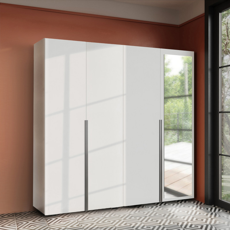 Szafa Garderoba uchylna podwójna Aria 180 biała hexa czarna