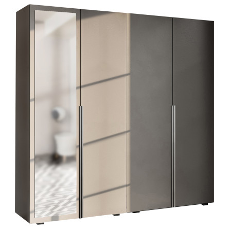 Szafa Garderoba uchylna podwójna Aria 180 szary pallad hexa czarna