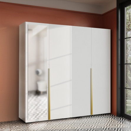 Szafa Garderoba uchylna podwójna Aria 180 biała Hexa złota