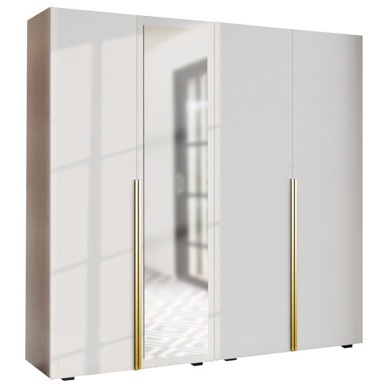 Szafa Garderoba uchylna podwójna Aria 180 biała Hexa złota