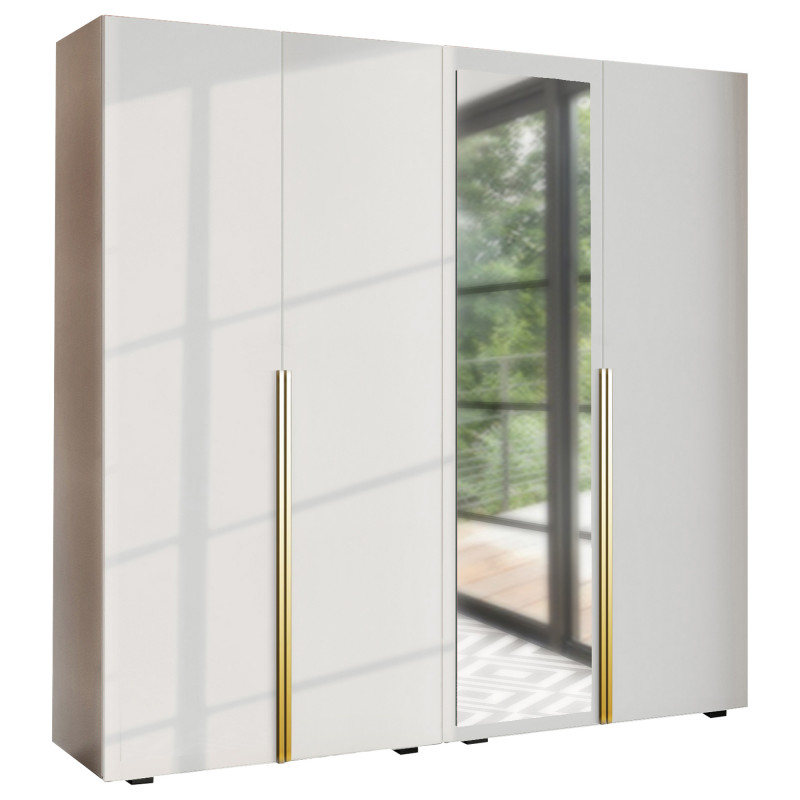 Szafa Garderoba uchylna podwójna Aria 180 biała Hexa złota