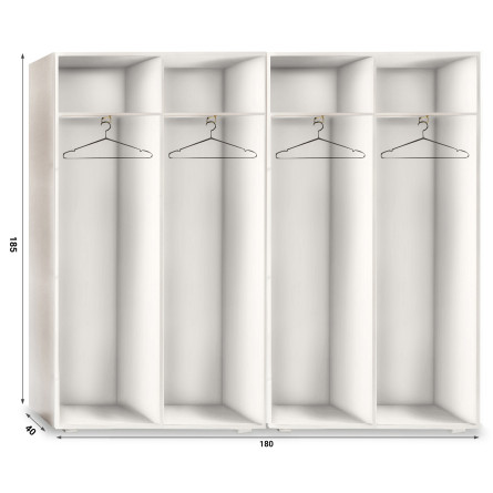 Szafa Garderoba uchylna podwójna Aria 180 biała Hexa złota