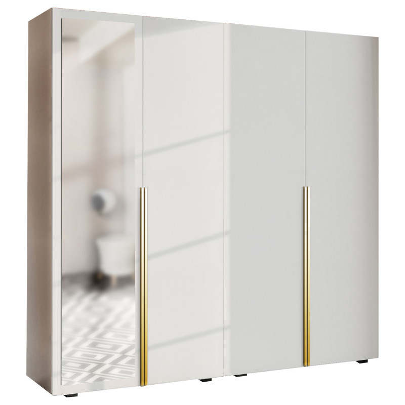 Szafa Garderoba uchylna podwójna Aria 180 biała Hexa złota