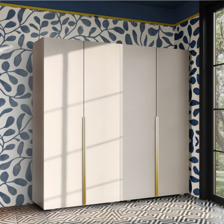 Szafa Garderoba uchylna podwójna Aria 180 kaszmirowy beż Hexa złota