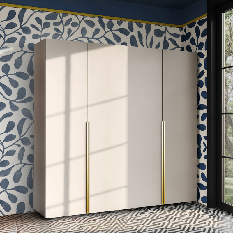 Szafa Garderoba uchylna podwójna Aria 180 kaszmirowy beż Hexa złota