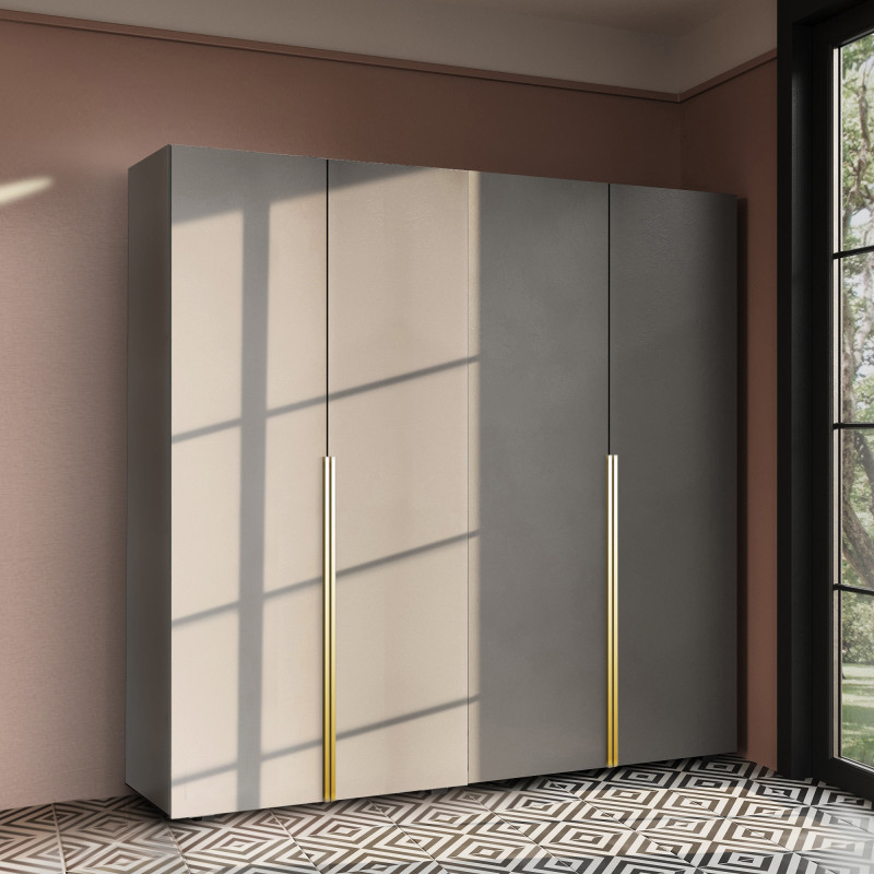 Szafa Garderoba uchylna podwójna Aria 180 szary pallad Hexa złota