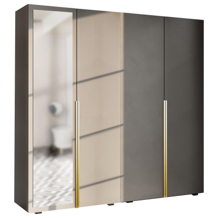 Szafa Garderoba uchylna podwójna Aria 180 szary pallad Hexa złota