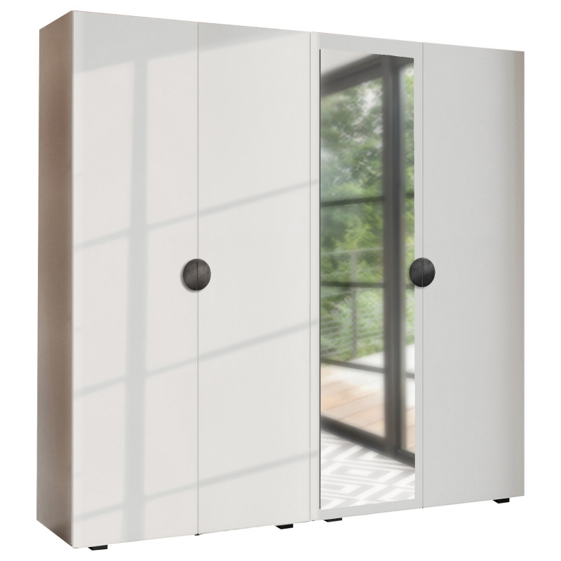 Szafa Garderoba uchylna podwójna Aria 180 biała uchwyt półokrągły czarny