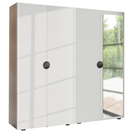 Szafa Garderoba uchylna podwójna Aria 180 biała uchwyt półokrągły czarny