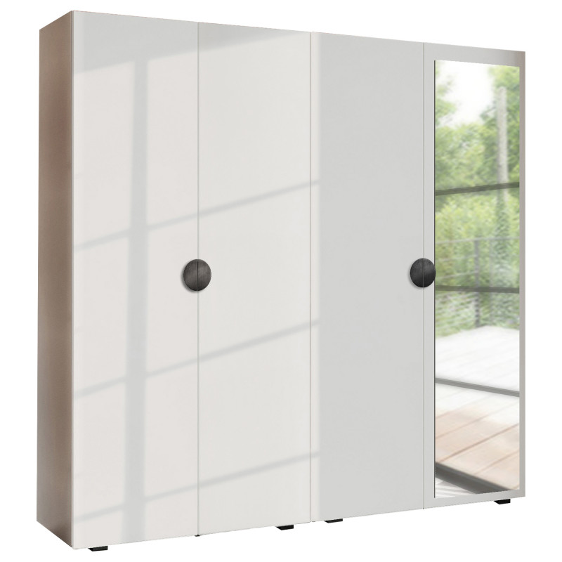 Szafa Garderoba uchylna podwójna Aria 180 biała uchwyt półokrągły czarny