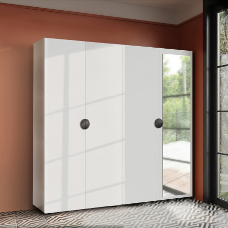 Szafa Garderoba uchylna podwójna Aria 180 biała uchwyt półokrągły czarny