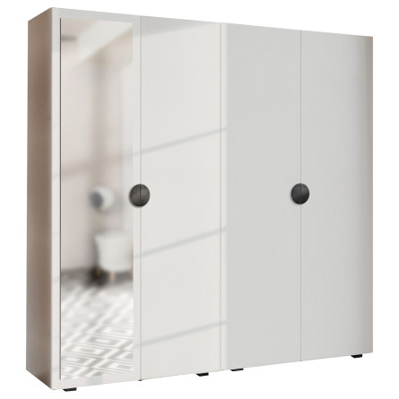 Szafa Garderoba uchylna podwójna Aria 180 biała uchwyt półokrągły czarny