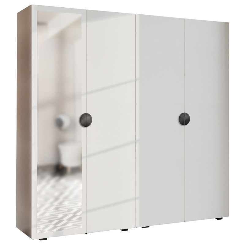 Szafa Garderoba uchylna podwójna Aria 180 biała uchwyt półokrągły czarny