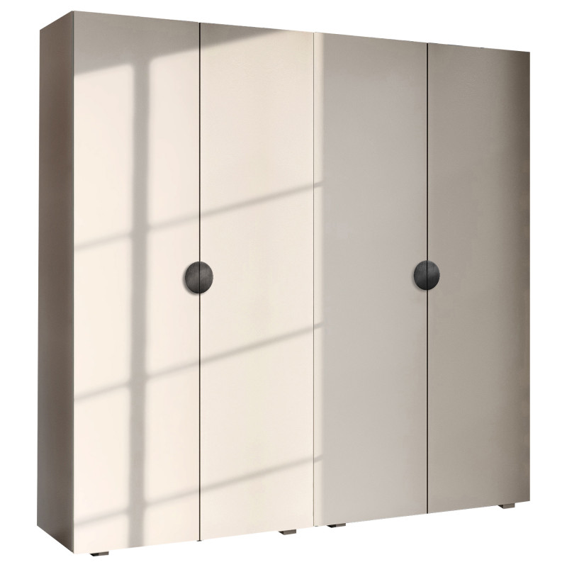 Szafa Garderoba uchylna podwójna Aria 180 kaszmirowy beż uchwyt półokrągły czarny