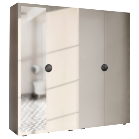 Szafa Garderoba uchylna podwójna Aria 180 kaszmirowy beż uchwyt półokrągły czarny