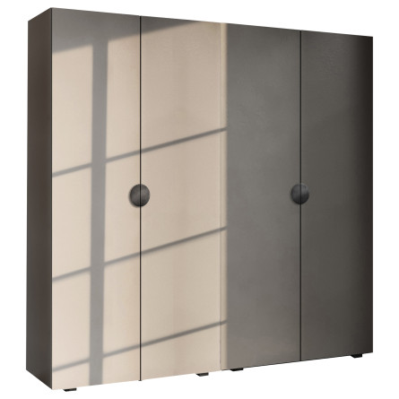 Szafa Garderoba uchylna podwójna Aria 180 szary pallad uchwyt półokrągły czarny