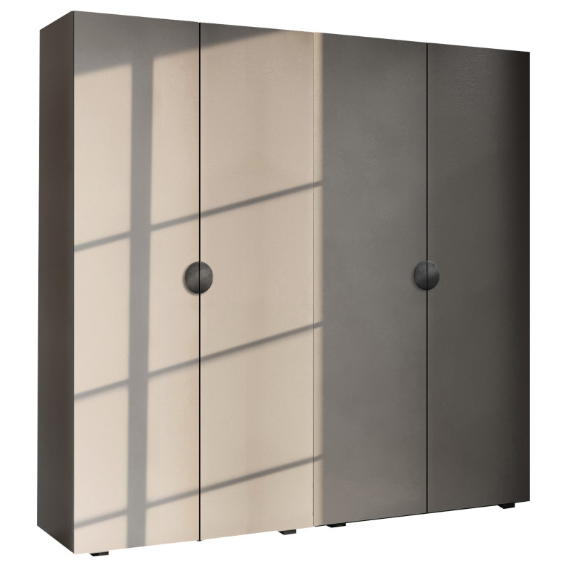 Szafa Garderoba uchylna podwójna Aria 180 szary pallad uchwyt półokrągły czarny