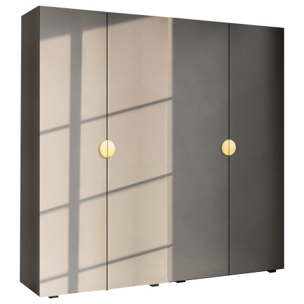 Szafa Garderoba uchylna podwójna Aria 180 szary pallad uchwyt półokrągły złota