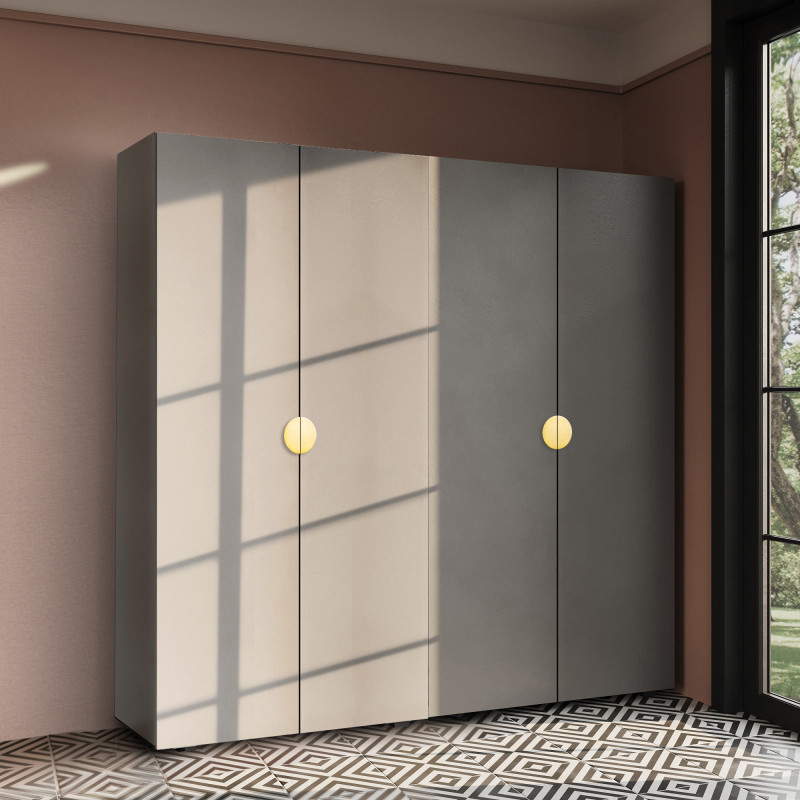 Szafa Garderoba uchylna podwójna Aria 180 szary pallad uchwyt półokrągły złota