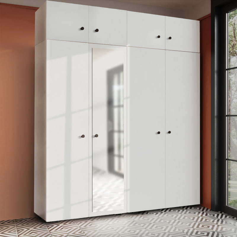 Szafa Garderoba uchylna podwójna Aria 180 biała z nadstawką