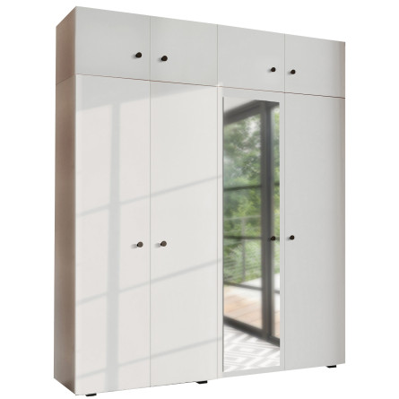 Szafa Garderoba uchylna podwójna Aria 180 biała z nadstawką