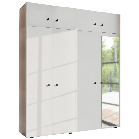 Szafa Garderoba uchylna podwójna Aria 180 biała z nadstawką