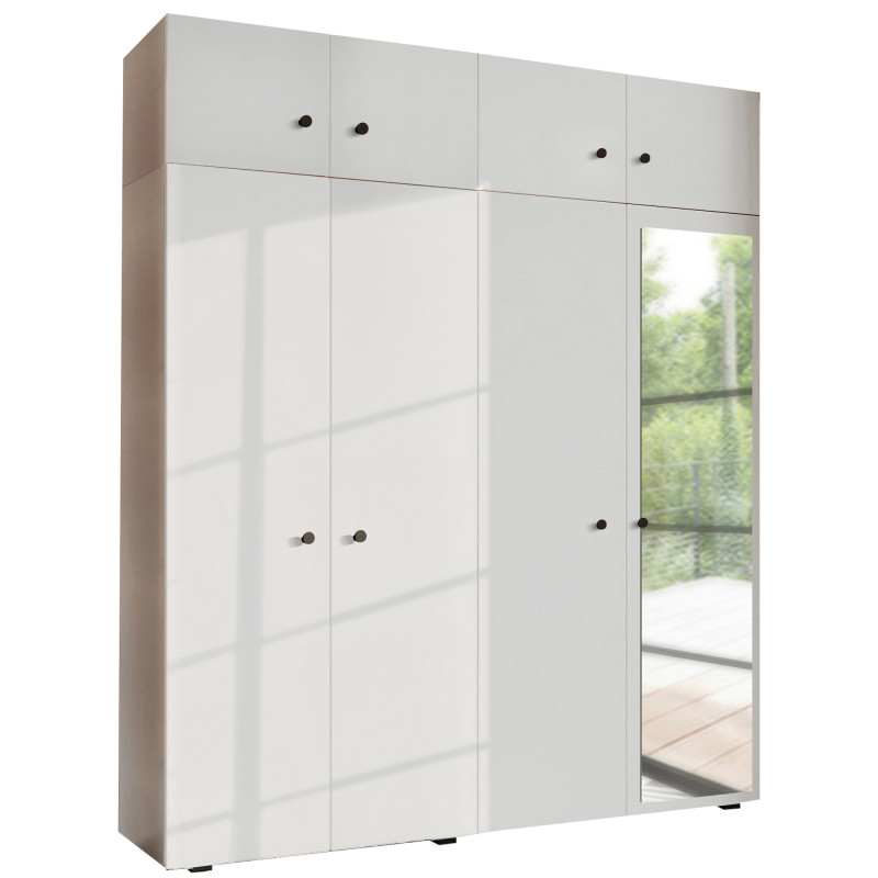 Szafa Garderoba uchylna podwójna Aria 180 biała z nadstawką