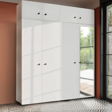 Szafa Garderoba uchylna podwójna Aria 180 biała z nadstawką