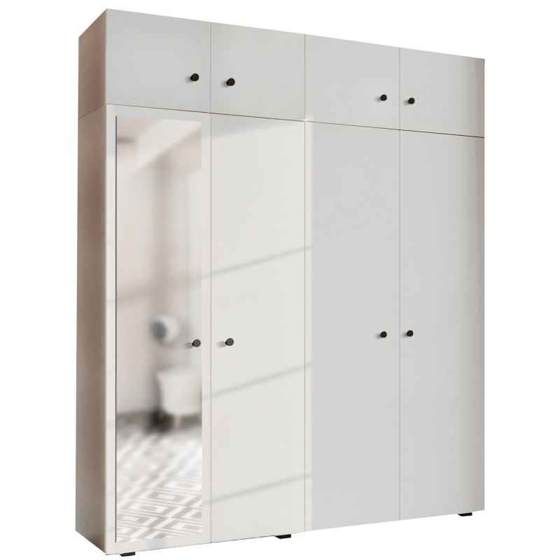 Szafa Garderoba uchylna podwójna Aria 180 biała z nadstawką