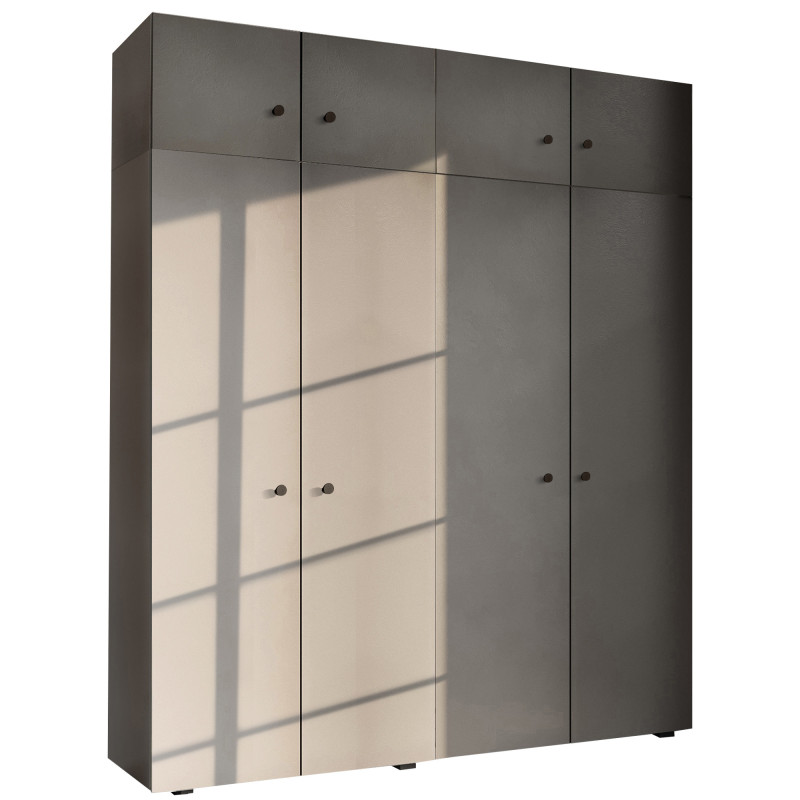 Szafa Garderoba uchylna podwójna Aria 180 szary pallad z nadstawką