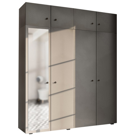 Szafa Garderoba uchylna podwójna Aria 180 szary pallad z nadstawką
