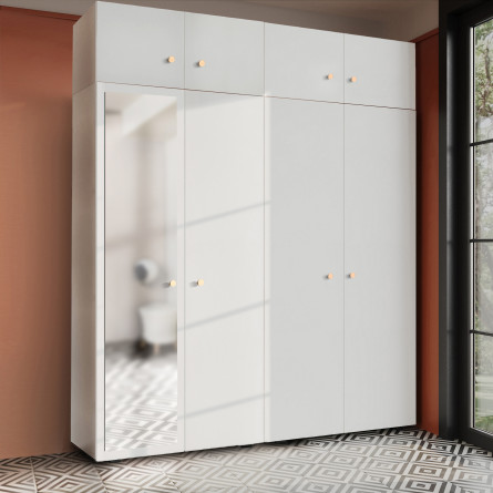 Szafa Garderoba uchylna podwójna Aria 180 biała GZ z nadstawką