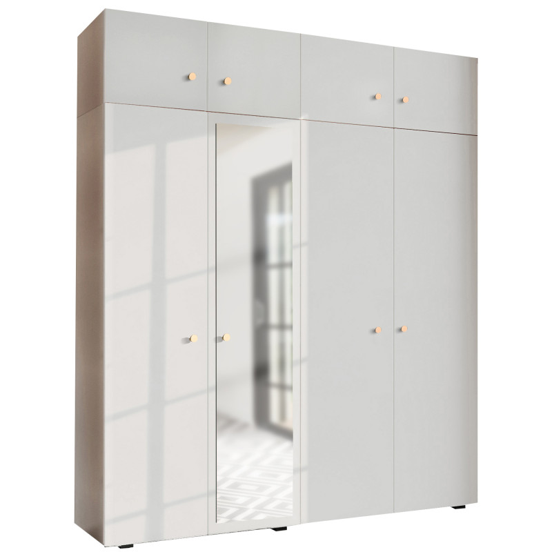 Szafa Garderoba uchylna podwójna Aria 180 biała GZ z nadstawką