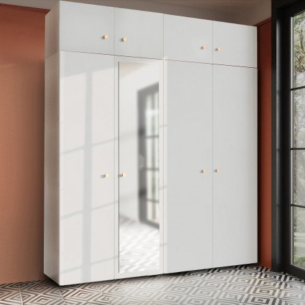 Szafa Garderoba uchylna podwójna Aria 180 biała GZ z nadstawką