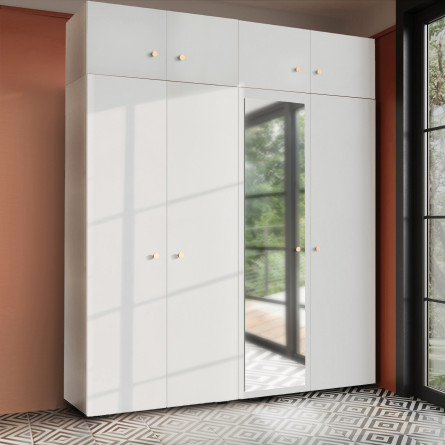 Szafa Garderoba uchylna podwójna Aria 180 biała GZ z nadstawką