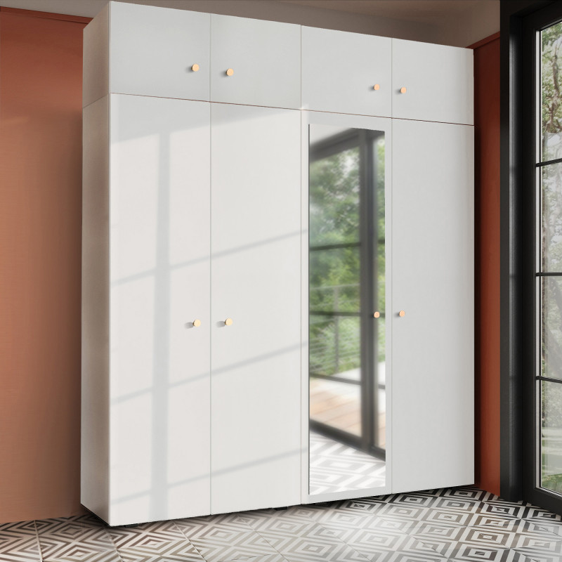 Szafa Garderoba uchylna podwójna Aria 180 biała GZ z nadstawką