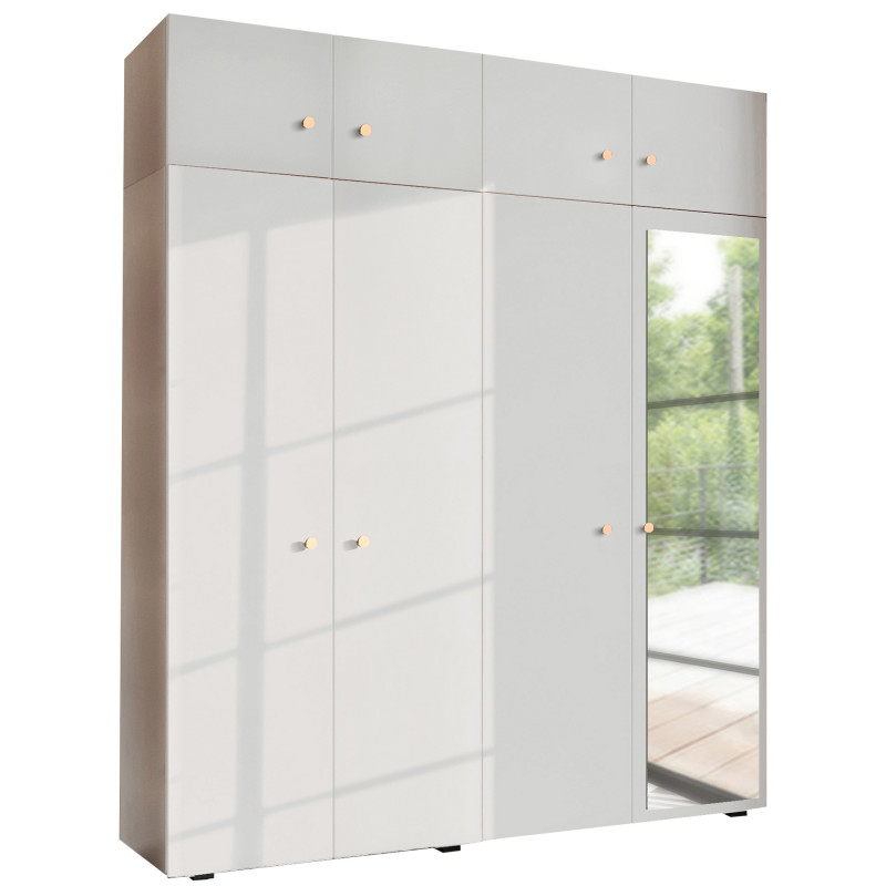 Szafa Garderoba uchylna podwójna Aria 180 biała GZ z nadstawką