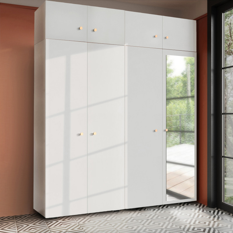 Szafa Garderoba uchylna podwójna Aria 180 biała GZ z nadstawką