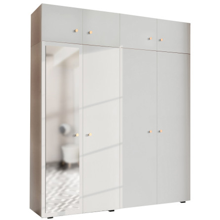 Szafa Garderoba uchylna podwójna Aria 180 biała GZ z nadstawką