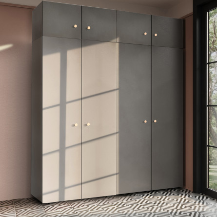 Szafa Garderoba uchylna podwójna Aria 180 szary pallad GZ z nadstawką