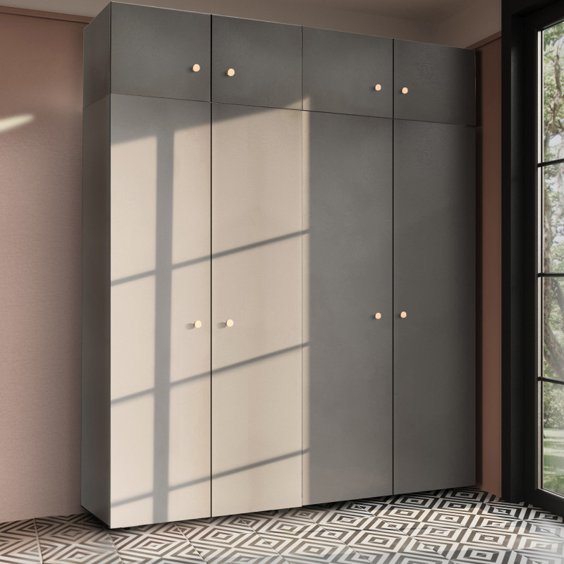 Szafa Garderoba uchylna podwójna Aria 180 szary pallad GZ z nadstawką