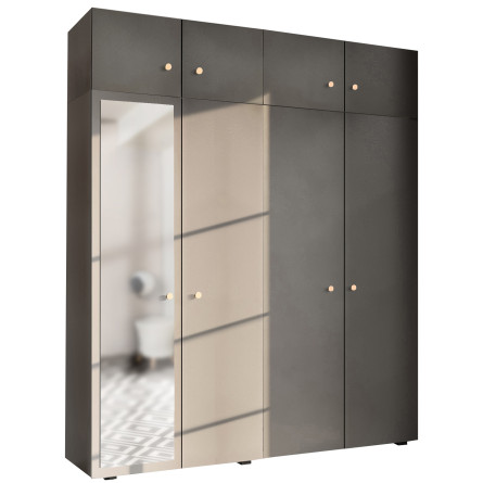 Szafa Garderoba uchylna podwójna Aria 180 szary pallad GZ z nadstawką
