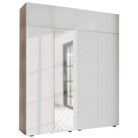 Szafa Garderoba uchylna podwójna Aria 180 biała PTO z nadstawką