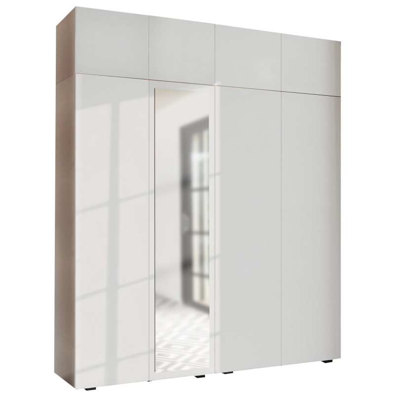 Szafa Garderoba uchylna podwójna Aria 180 biała PTO z nadstawką