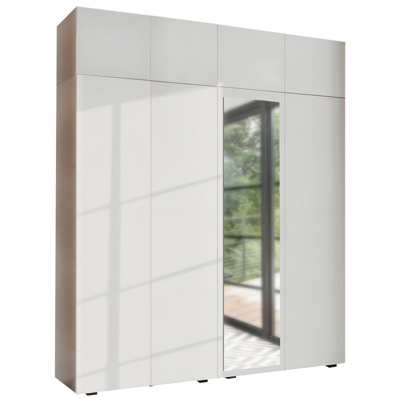 Szafa Garderoba uchylna podwójna Aria 180 biała PTO z nadstawką